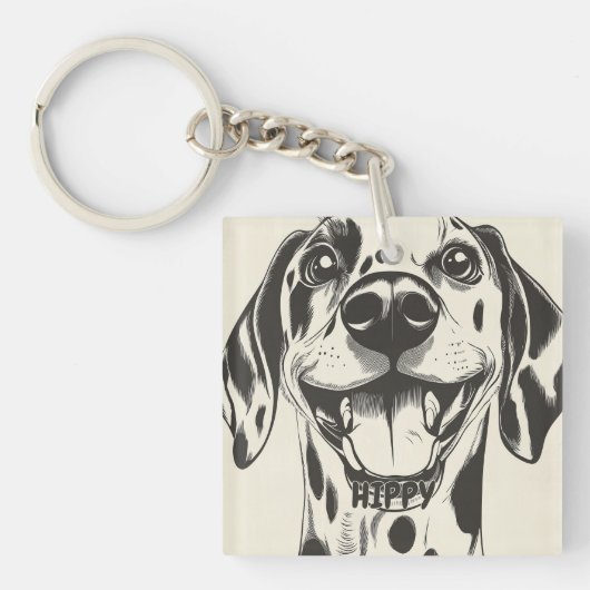 ダルマパーソナライズされたーチ犬 キーホルダー (正面)