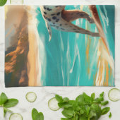 ダルマビーチサーフィン絵画ズ キッチンタオル (折り畳み)