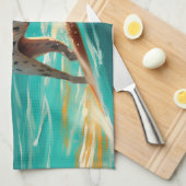 ダルマビーチサーフィン絵画ズ キッチンタオル (四つ折り)