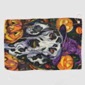 ダルマ不気味ティアンドッグハロウィーン魔女とカボチャ ゴルフタオル (横)