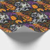 ダルマ不気味ティアンドッグハロウィーン魔女とカボチャ ラッピングペーパー (角)