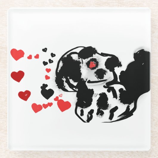 ダルマ人が愛を送った ガラスコースター (正面)