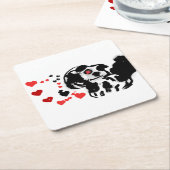 ダルマ人が愛を送った スクエアペーパーコースター (アングル)