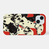 ダルマ人の形成 | 犬はっきりしたの芸術 iPhone 15ケース (裏面横)