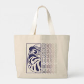 ダルマ日本のールイラストレーション ラージトートバッグ (裏面)