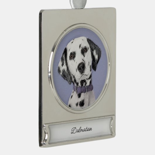 ダルマ絵画チア語 – かわいいオリジナルドッグアート シルバープレートバナーオーナメント (右)