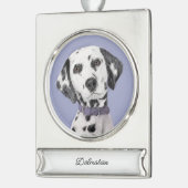 ダルマ絵画チア語 – かわいいオリジナルドッグアート シルバープレートバナーオーナメント (左)