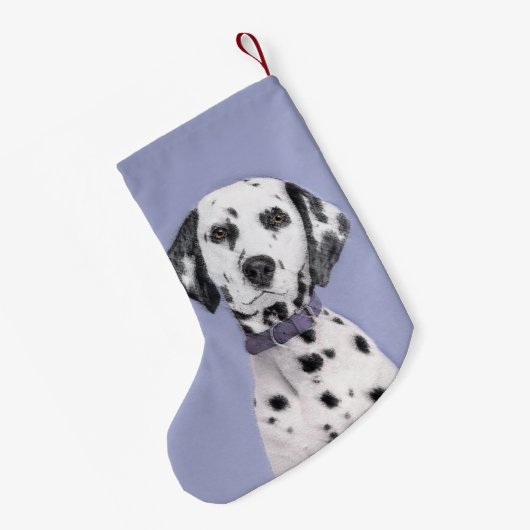 ダルマ絵画チア語 – かわいいオリジナルドッグアート スモールクリスマスストッキング (裏面 (吊り時))