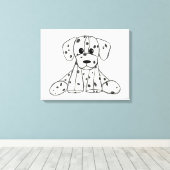ダルマ詰まったス犬スケッチの輪郭シンプル黒 キャンバスプリント (インサイチュ (ウッドフロア))