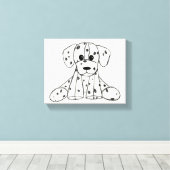 ダルマ詰まったス犬スケッチの輪郭シンプル黒 キャンバスプリント (インサイチュ (ウッドフロア))