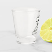 ダルマ詰まったス犬スケッチの輪郭シンプル黒 ショットグラス (左)