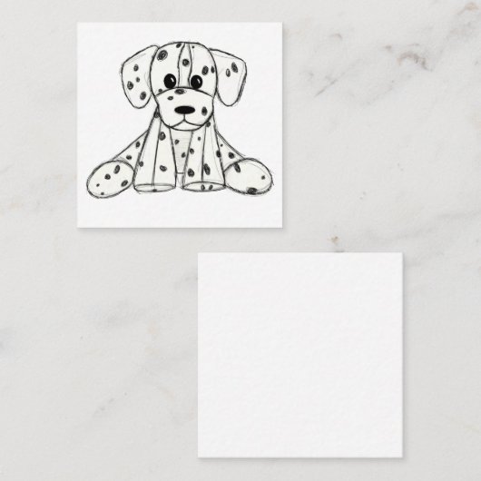 ダルマ詰まったス犬スケッチの輪郭シンプル黒 スクエア名刺 (正面/裏面)