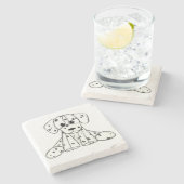 ダルマ詰まったス犬スケッチの輪郭シンプル黒 ストーンコースター (横)