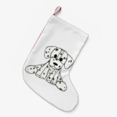 ダルマ詰まったス犬スケッチの輪郭シンプル黒 スモールクリスマスストッキング (正面 (吊り時))