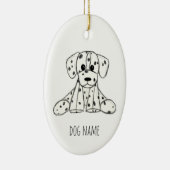 ダルマ詰まったス犬スケッチの輪郭シンプル黒 セラミックオーナメント (右)