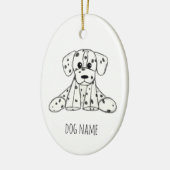 ダルマ詰まったス犬スケッチの輪郭シンプル黒 セラミックオーナメント (左)