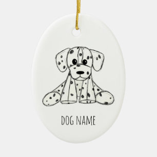 ダルマ詰まったス犬スケッチの輪郭シンプル黒 セラミックオーナメント