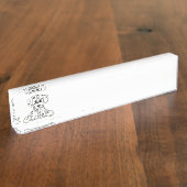 ダルマ詰まったス犬スケッチの輪郭シンプル黒 デスクネームプレート (側面)