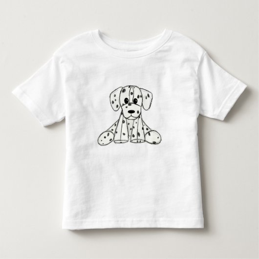 ダルマ詰まったス犬スケッチの輪郭シンプル黒 トドラーTシャツ (正面)