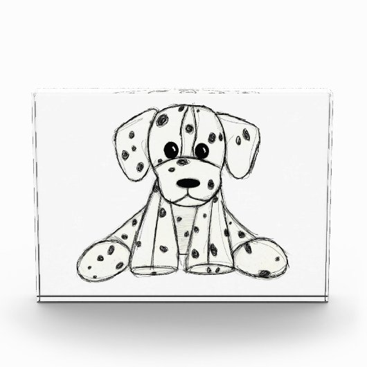 ダルマ詰まったス犬スケッチの輪郭シンプル黒 フォトブロック (正面)