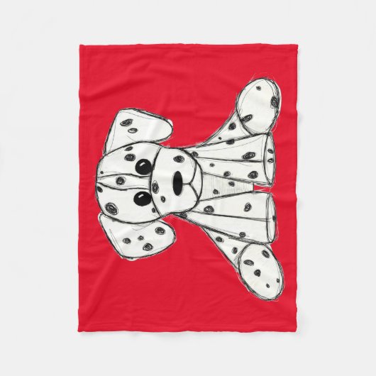 ダルマ詰まったス犬スケッチの輪郭シンプル黒 フリースブランケット (正面)