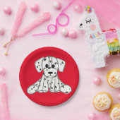 ダルマ詰まったス犬スケッチの輪郭シンプル黒 ペーパープレート (パーティー)