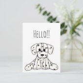 ダルマ詰まったス犬スケッチの輪郭シンプル黒 ポストカード (スタンド正面)