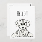 ダルマ詰まったス犬スケッチの輪郭シンプル黒 ポストカード (正面/裏面)