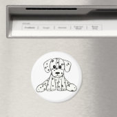 ダルマ詰まったス犬スケッチの輪郭シンプル黒 マグネット (インサイチュ (食洗機))