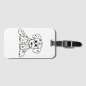 ダルマ詰まったス犬スケッチの輪郭シンプル黒 ラゲッジタグ (正面横)