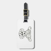 ダルマ詰まったス犬スケッチの輪郭シンプル黒 ラゲッジタグ (正面縦)