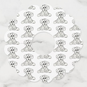 ダルマ詰まったス犬スケッチの輪郭シンプル黒 ワイングラスタグ