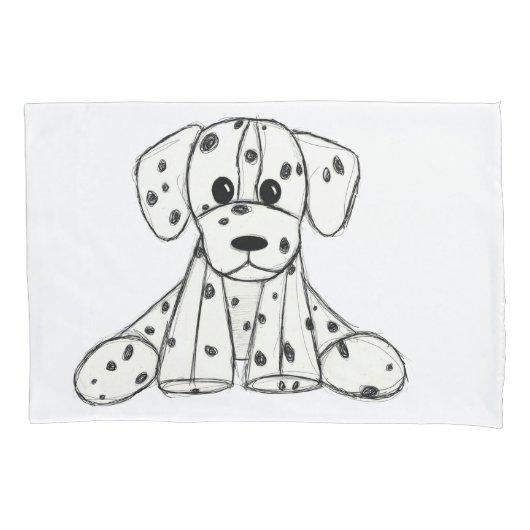 ダルマ詰まったス犬スケッチの輪郭シンプル黒 枕カバー (正面左)