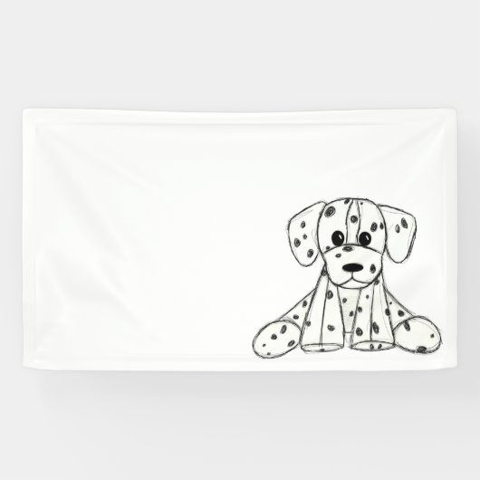 ダルマ詰まったス犬スケッチの輪郭シンプル黒 横断幕 (横)