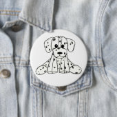 ダルマ詰まったス犬スケッチの輪郭シンプル黒 缶バッジ (インサイチュ)