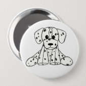 ダルマ詰まったス犬スケッチの輪郭シンプル黒 缶バッジ (正面&裏面)