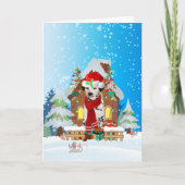 ダルメシアンが雪の中でクリスマスの贈り物と一緒 カード (正面)