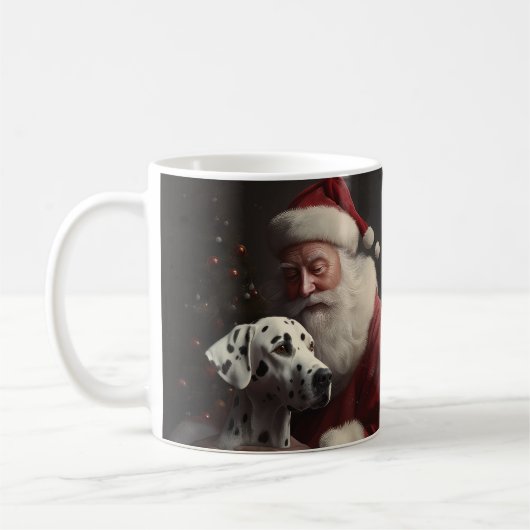 ダルメシアンとサンタクロースのクリスマス コーヒーマグカップ (左)