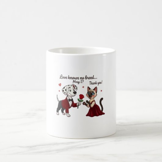 ダルメシアンとシャム猫の恋愛 コーヒーマグカップ (中央)