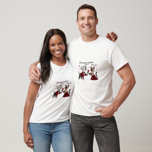 ダルメシアンとシャム猫の恋愛 Tシャツ (ユニセックス)