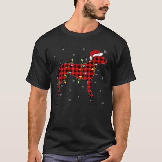 ダルメシアンとバッファローチェックの家族おそろいクリスマスパジャマ Tシャツ (正面)