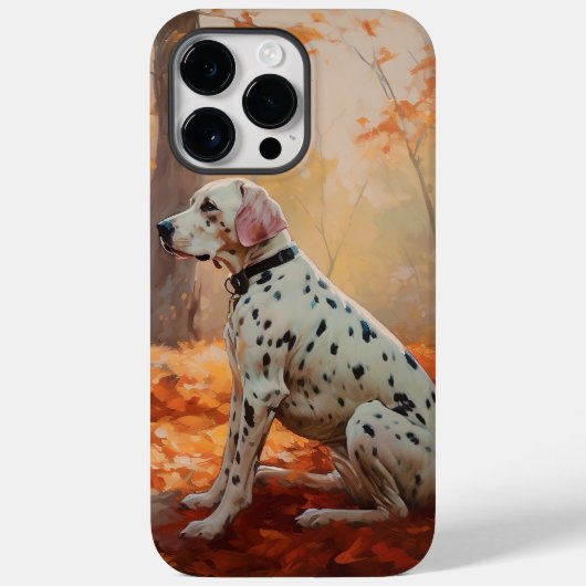 ダルメシアンと秋の葉の落葉にインスパイア  Case-Mate iPhoneケース (裏面)