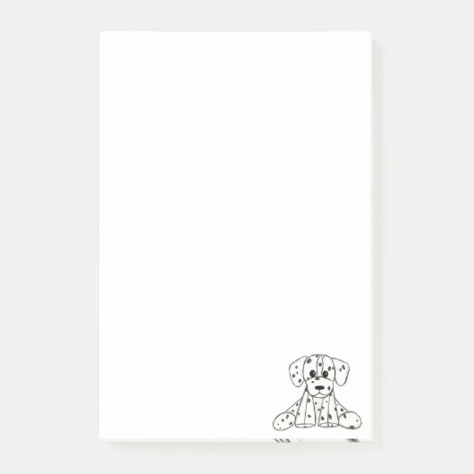ダルメシアンのぬいぐるみ犬の絵の輪郭 簡単な黒 ポストイット (正面)