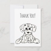 ダルメシアンのぬいぐるみ犬の落書きアウトライン シンプルな黒 サンキューカード (正面)