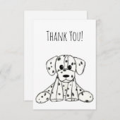 ダルメシアンのぬいぐるみ犬の落書きアウトライン シンプルな黒 サンキューカード (正面/裏面)