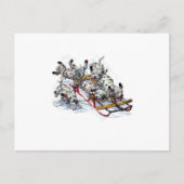 ダルメシアンの子犬がスノースレッジに乗っている ポストカード (正面)