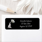 ダルメシアンの子犬と白いバラの住所 ラベル (インサイチュ)