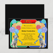 ダルメシアンの子犬の誕生日バーカー 招待状 (正面/裏面)