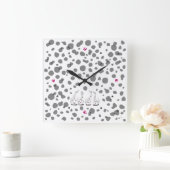 ダルメシアンの気持ち。 スクエア壁時計 (ホーム)