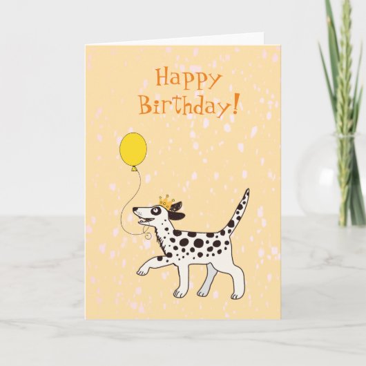 ダルメシアンの犬がお誕生日おめでとう サンキューカード (正面)